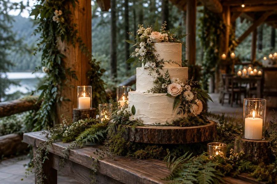 Hochzeitstorte · Forest Vows · KI-generiertes Beispielmotiv