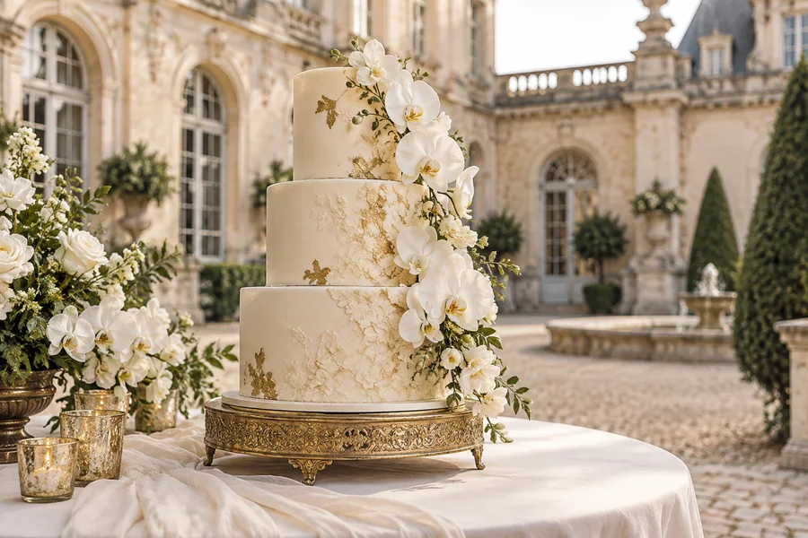 Hochzeitstorte · Ivory Promise · KI-generiertes Beispielmotiv