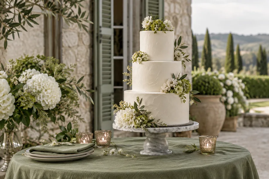 Hochzeitstorte · Sage Estate · KI-generiertes Beispielmotiv